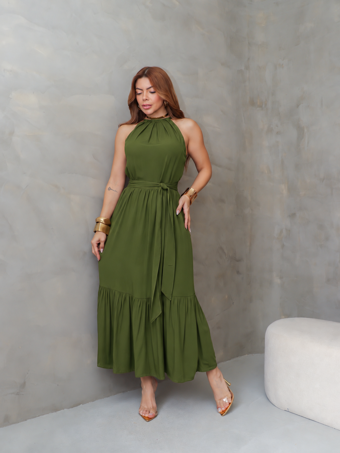 Vestido Midi Feminino Liz em Viscolinho