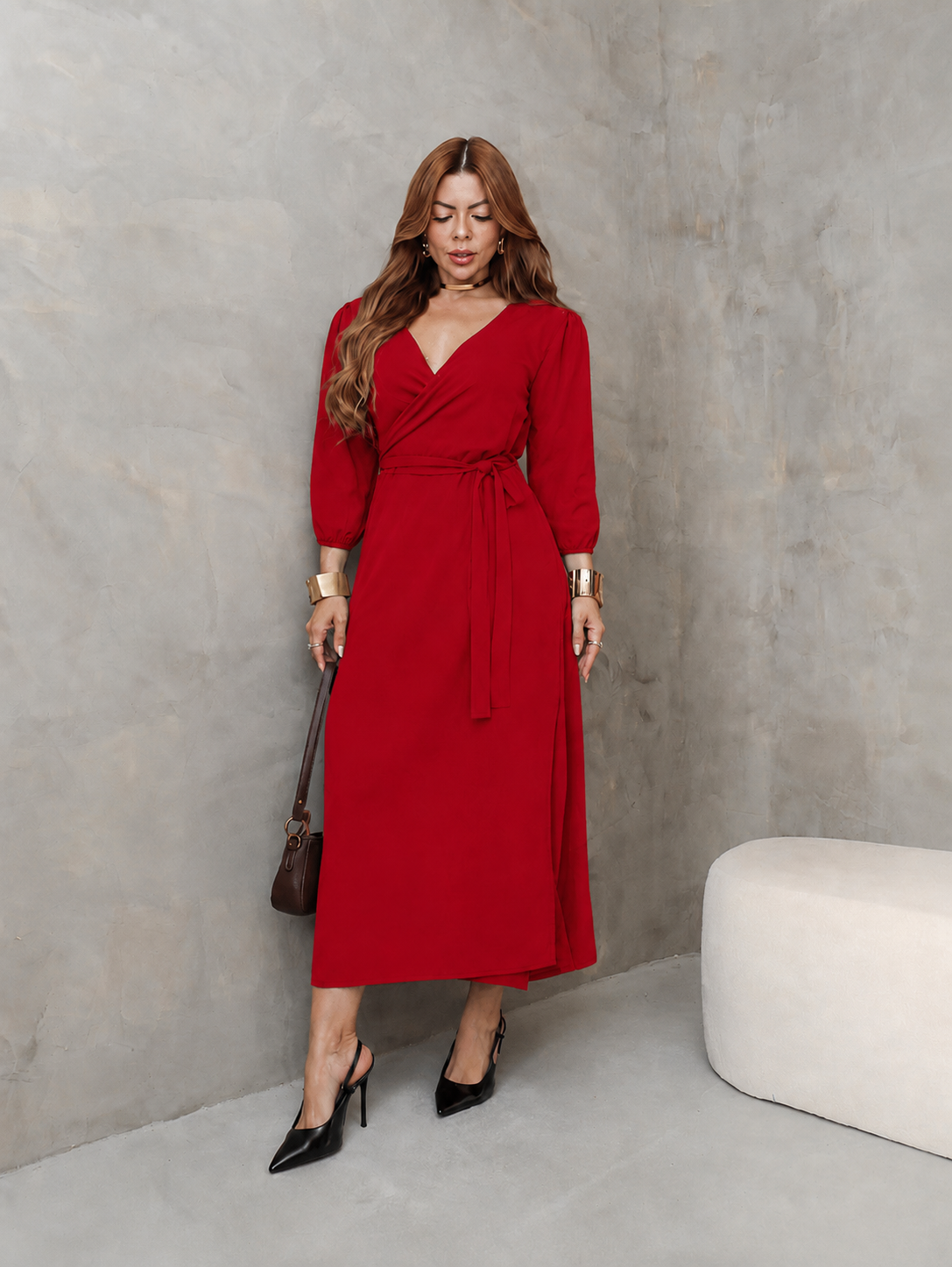 Vestido Midi Bianca Transpassado