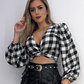 Cropped  Manga Longa Xadrez