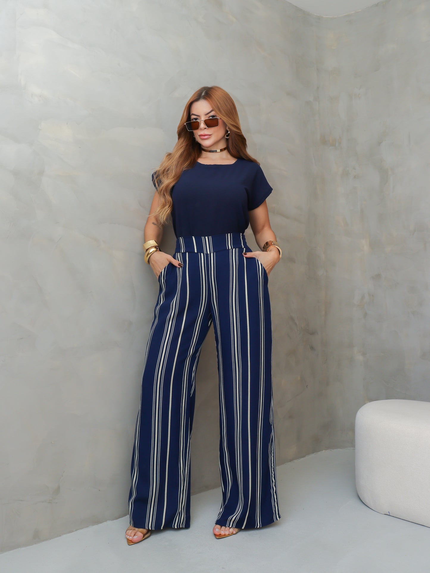 Conjunto Cléo Calça Estampada + Blusa