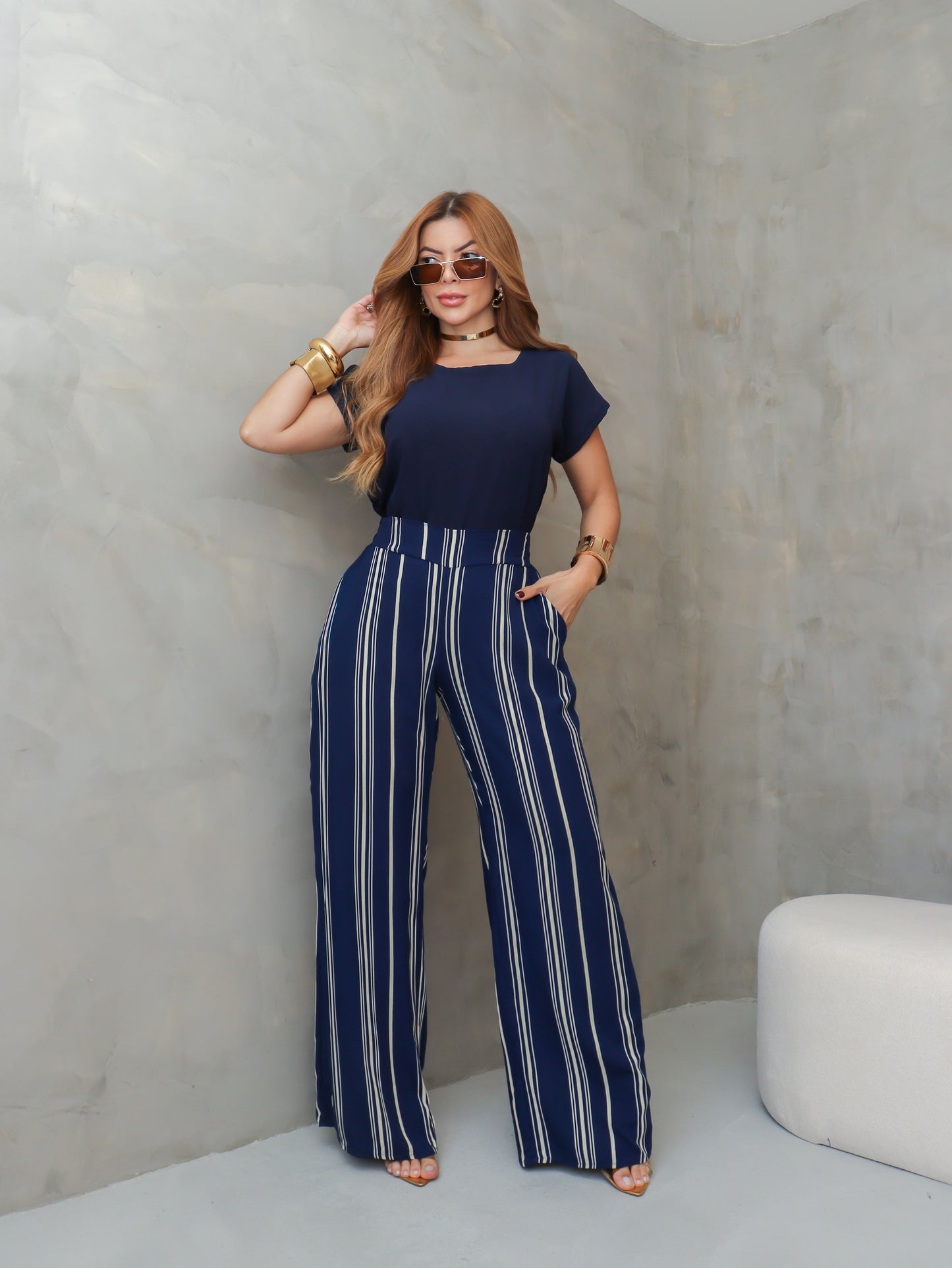 Conjunto Cléo Calça Estampada + Blusa