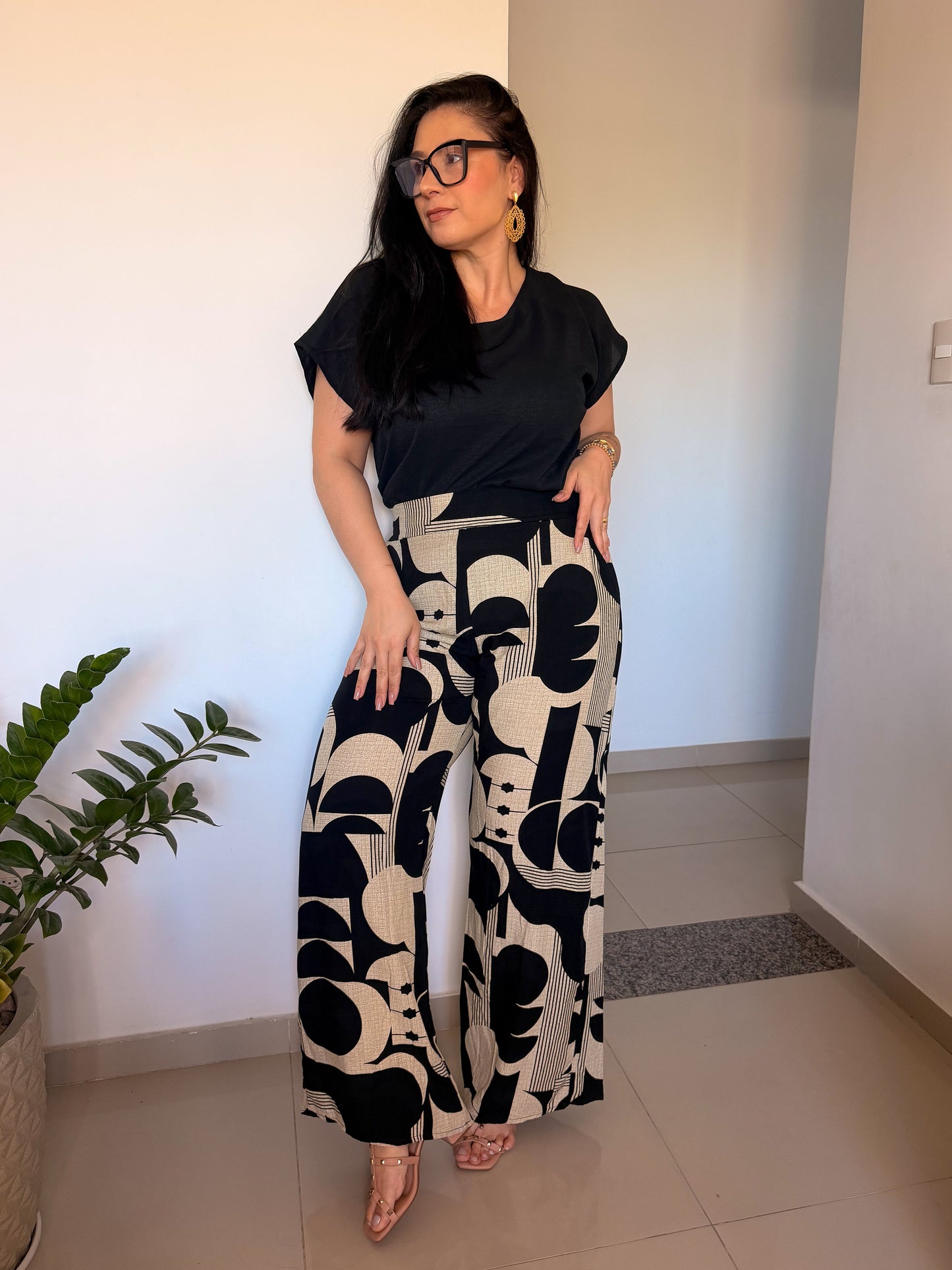 Conjunto Cléo Calça Estampada + Blusa