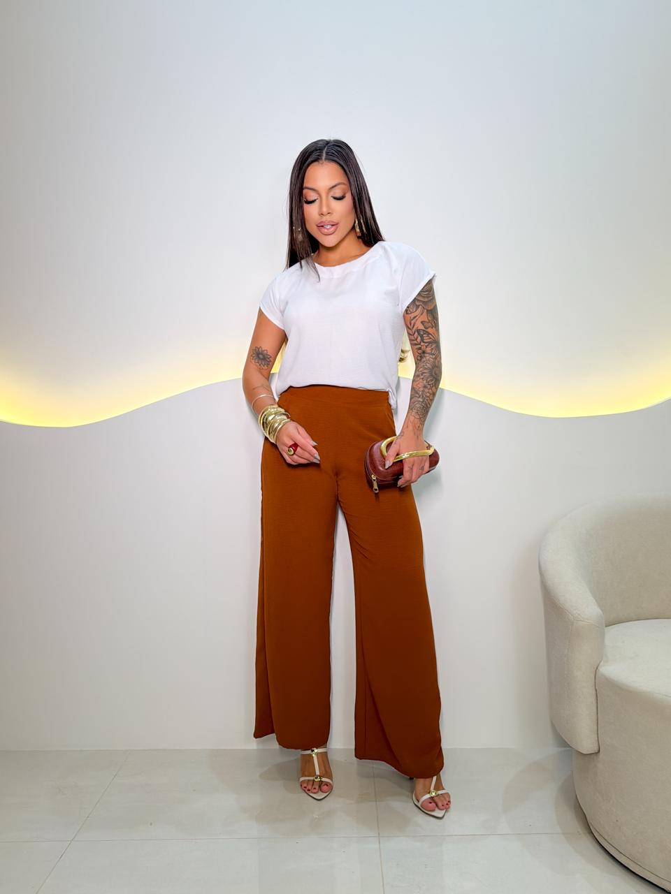 Conjunto Cléo Calça Estampada + Blusa